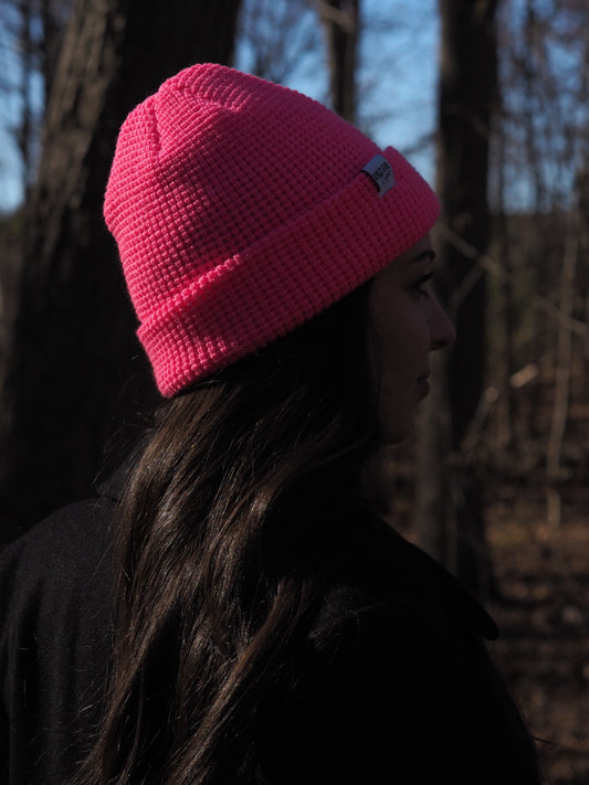 Tuque gaufré - Rose néon