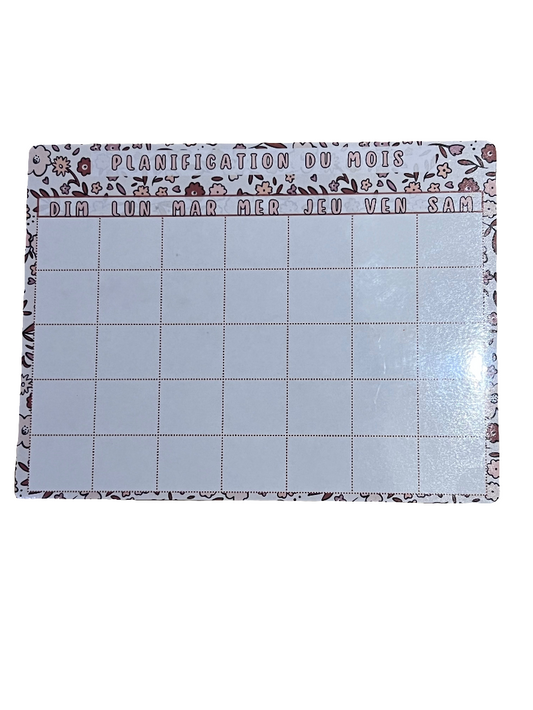 Calendrier effaçable & aimanté