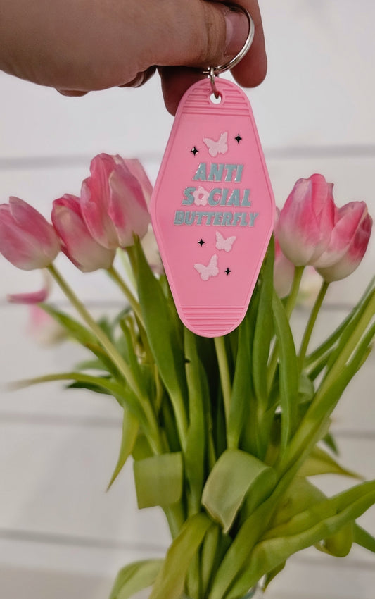 Motel keychain - Anti social butterfly